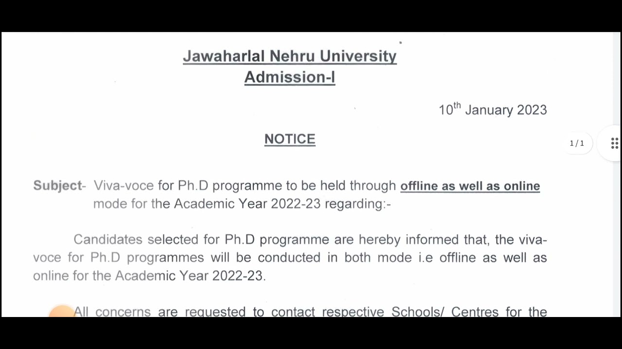JNU PhD admission 2023 II Offline Vs Online Interview II Official ...