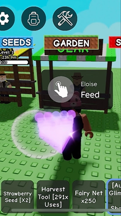 Tried to feed Eloise some cake before her birthday I wanted the gift early in Grow A Garden!