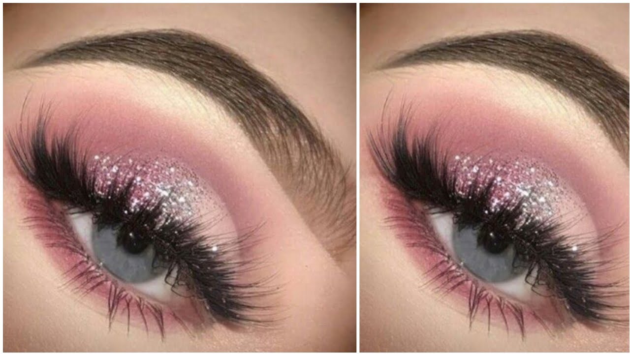 Pink Glitter Eye Makeup | Learning with zehh 