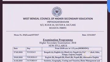 WBCHSE exam routine of class 11 and 12.