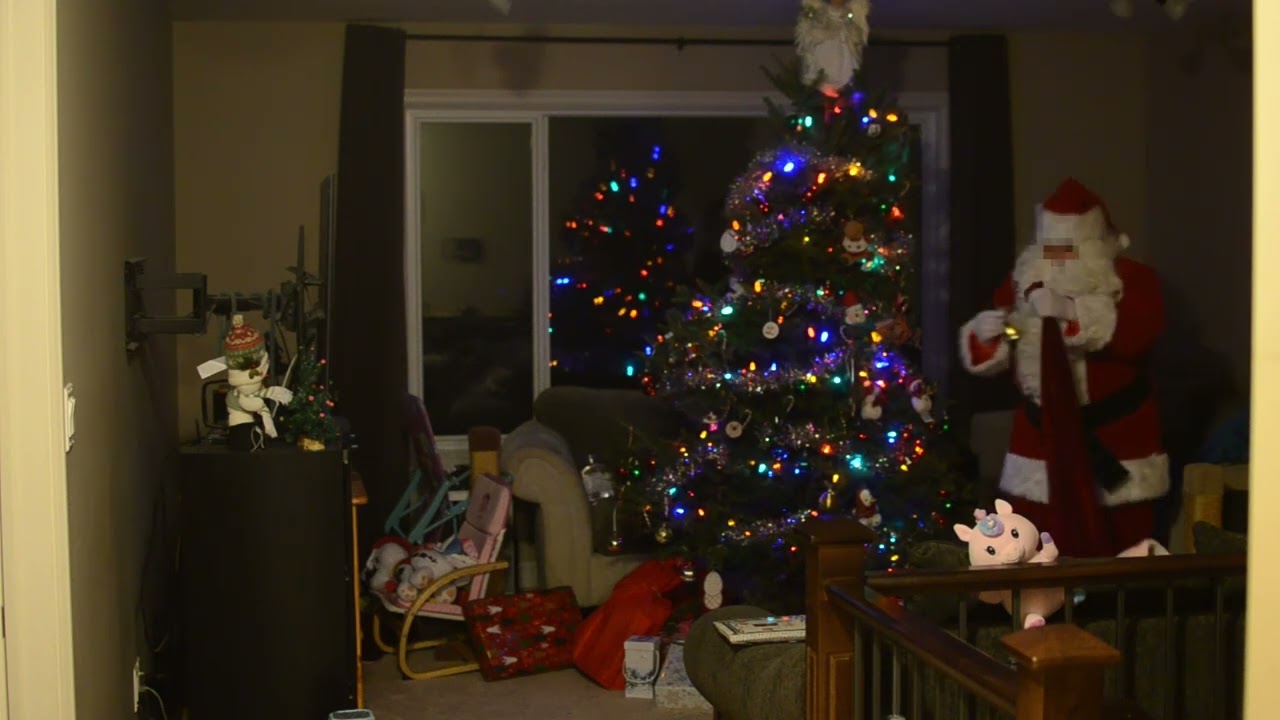 Santa filmed inside house.