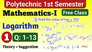 Logarithm (Pt-1, Q: 1-13) Mathematics-I | Polytechnic 1st Semester | NatiTute