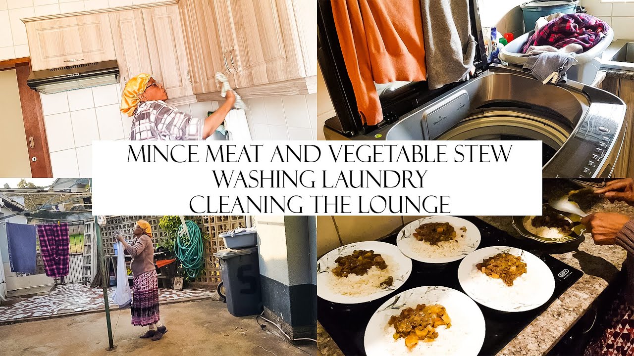 DAILY ROUTINE // COOKING MINCEE MEAT AND VEGETABLE STEW WASHING LAUNDRY