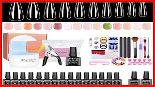 JEWHITENY Nail Tips and Glue Gel Kit, Gel x Nail Kit With 500Pcs Coffin Nails and 2 In 1 Nail Gel