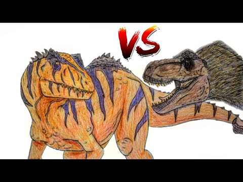 Desenhando Giga vs T-rex (Jurassic World Domínio) 