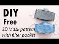 DIY Free pattern - 3D Mask with filter pocket (2 Sizes)