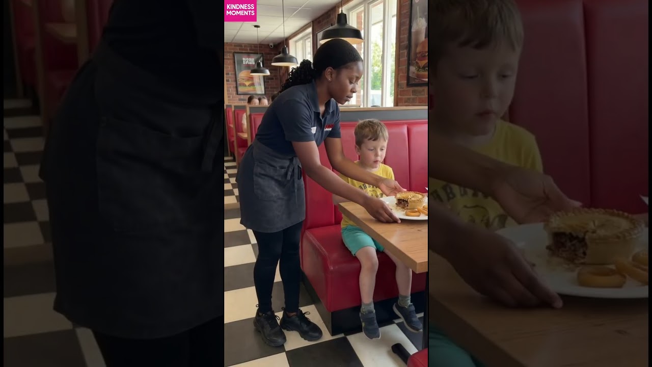 Kindness 🍔 Waitress's Heartwarming Gesture for Hungry Child 