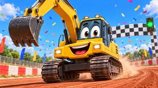 The Big Truck Race! Bus Stuck in the Mud 🏁 | The Wheels on the Bus Melody | KittyBear Kids