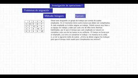 IO-I: Problemas de  asignación (método húngaro)