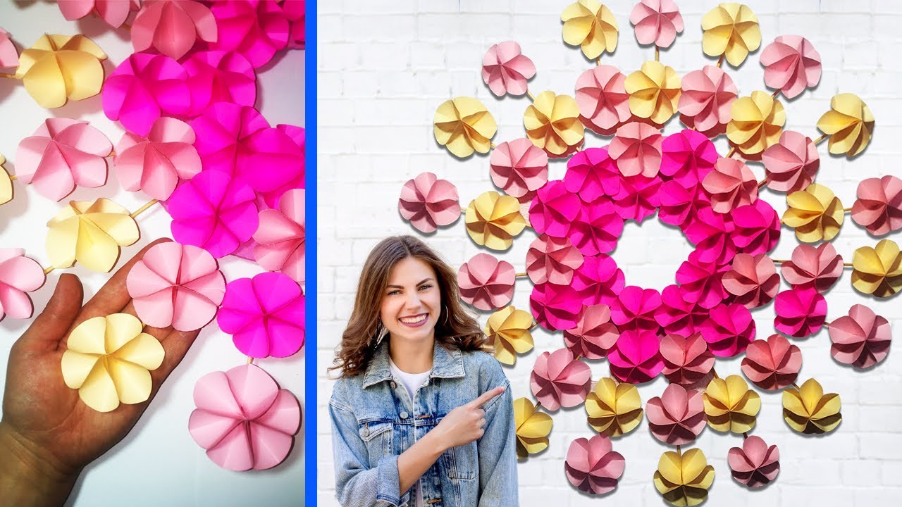 Потрясающий декор стен своими руками.Цветы из бумаги.Декор фотозоны / DIYwall decor / Paper flowers - YouTube