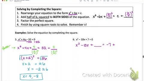 A2 3.5 Solving Quadratics by Completing the Square