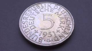 5 Deutsche Mark aus dem Jahr 1951 - Schöne alte Münze