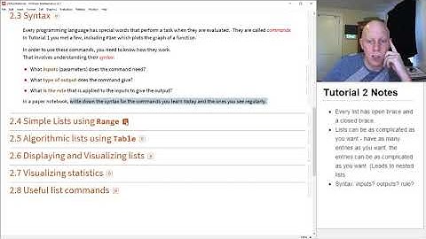 Mathematica Tutorial 2 - Introduction to Lists. Part 1: Manual Entry and Range