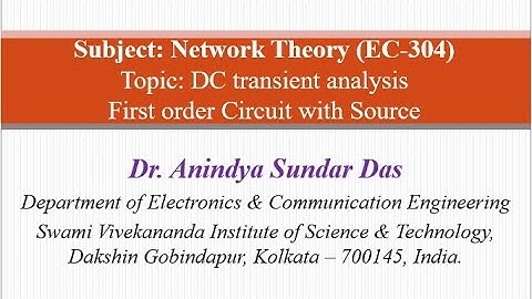 Lecture 13 DC Transient analysis of First order circuit with source