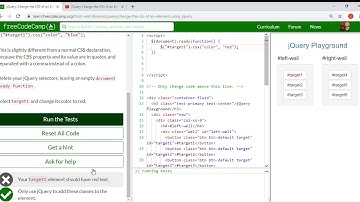 jQuery  Change the CSS of an Element Using jQuery   Learn freeCodeCamp   Google Chrome 2019 09 17 17