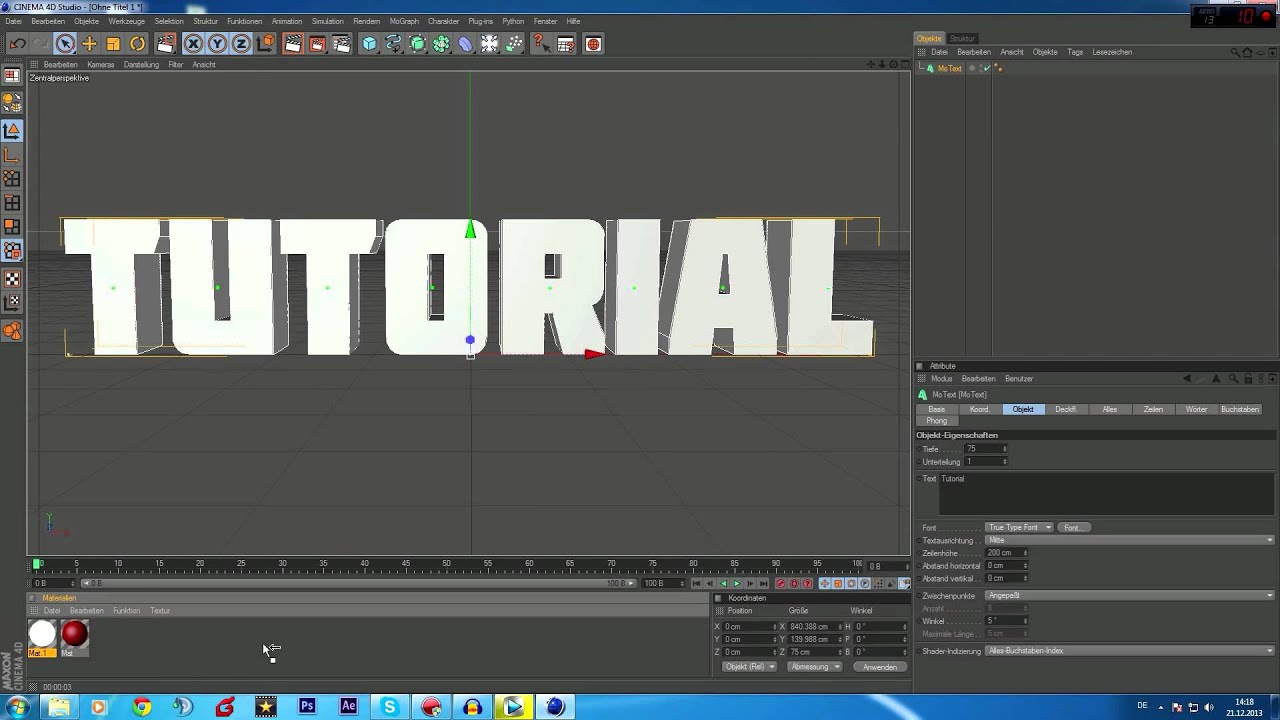 [Teriorianische Tutorial Tag] C4D 3D Text erstellen / Tobi / HD - YouTube