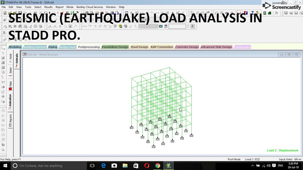 Seismic (earthquake) load analysis in stadd pro v8i . - YouTube