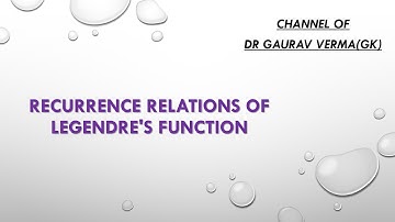 Recurrence relations of Legendre
