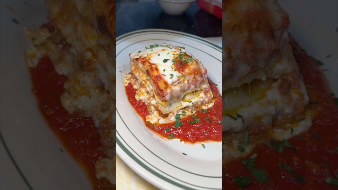 The BAKED LASAGNA from Donato's in Woodside, Queens NYC! 🍝🔥🤤 WHO’S HUNGRY?? #DEVOURPOWER