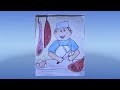 رسم الجزار بطريقه بسيطه جدا من سلسلة رسم الحرف والمهن المختلفه 