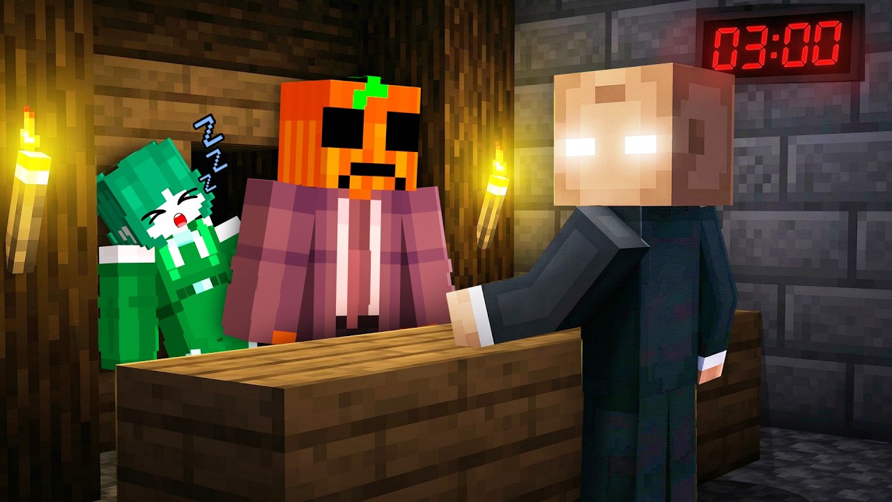 TRABAJAMOS en UN HOTEL a las 3 AM en Minecraft!