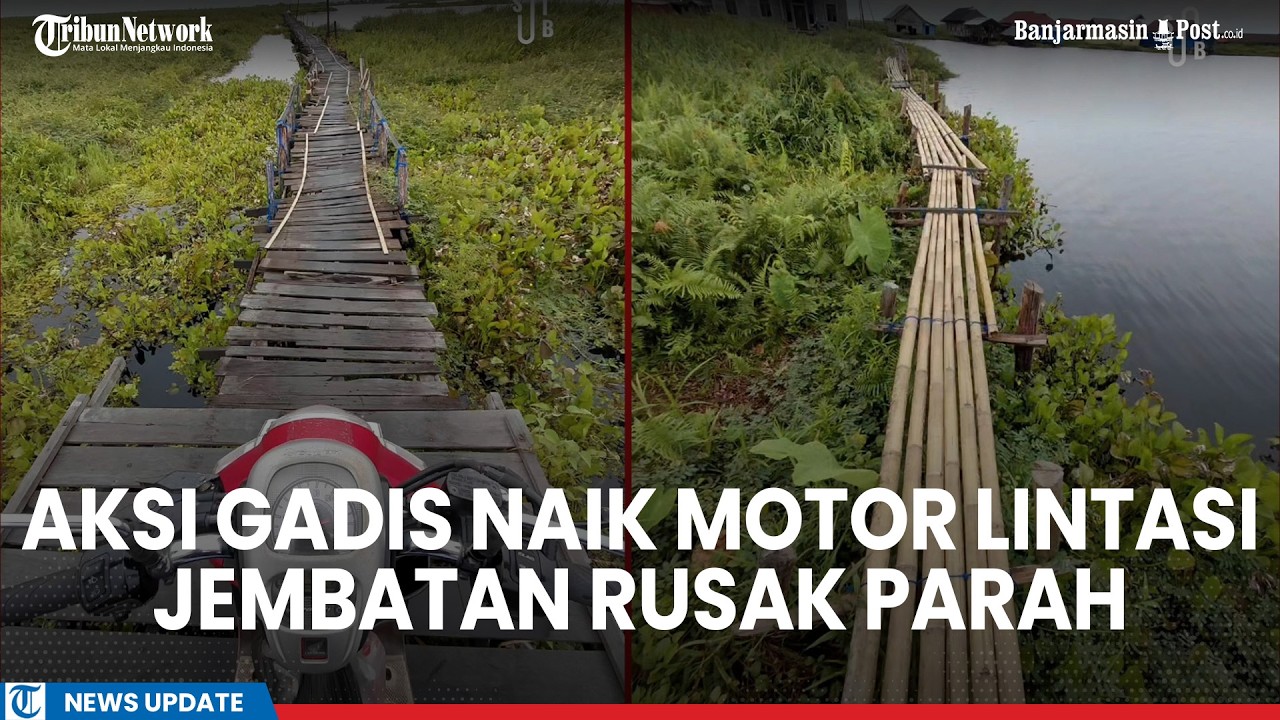 Ngeri! Warga Nekat Naik Motor di Jembatan Rusak Parah Diduga di Babirik HSU, Netizen Ikut Panik