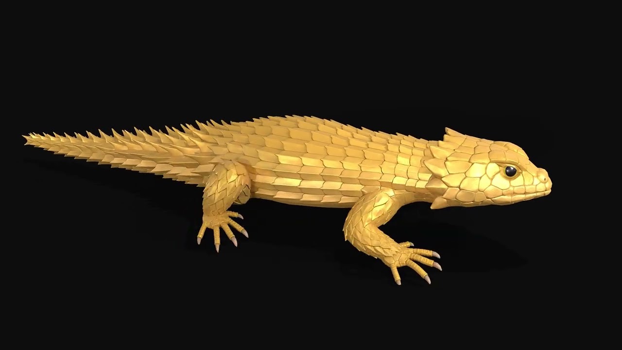 Preview | Gold Armadillo lizard | 3d animation - Walk