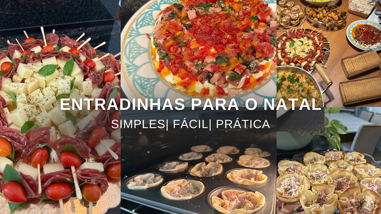 ENTRADINHAS FÁCEIS PARA O NATAL| Espetinho caprese, terrine de bacon, e cestinha de pizza. 🎄❤️