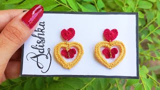 Cute Heart Butterfly Crochet Earrings | How to make easy DIY jewelry Tutorial (HINDI)