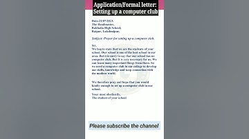 Application for setting up a computer club || Application Writing || #formalletter #application