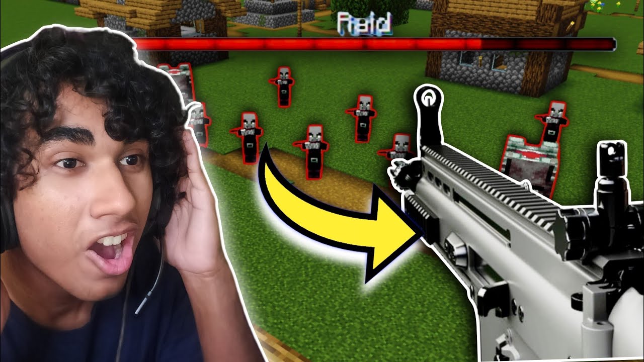 PROTECTING MY VILLAGE FROM RAID BUT I HAVE GUNS IN MINECRAFT (Hindi ...