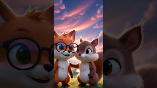 fox squirrel stand together under  #cartoonseries #animation #cuteanimals #cutecartoon #3danimation