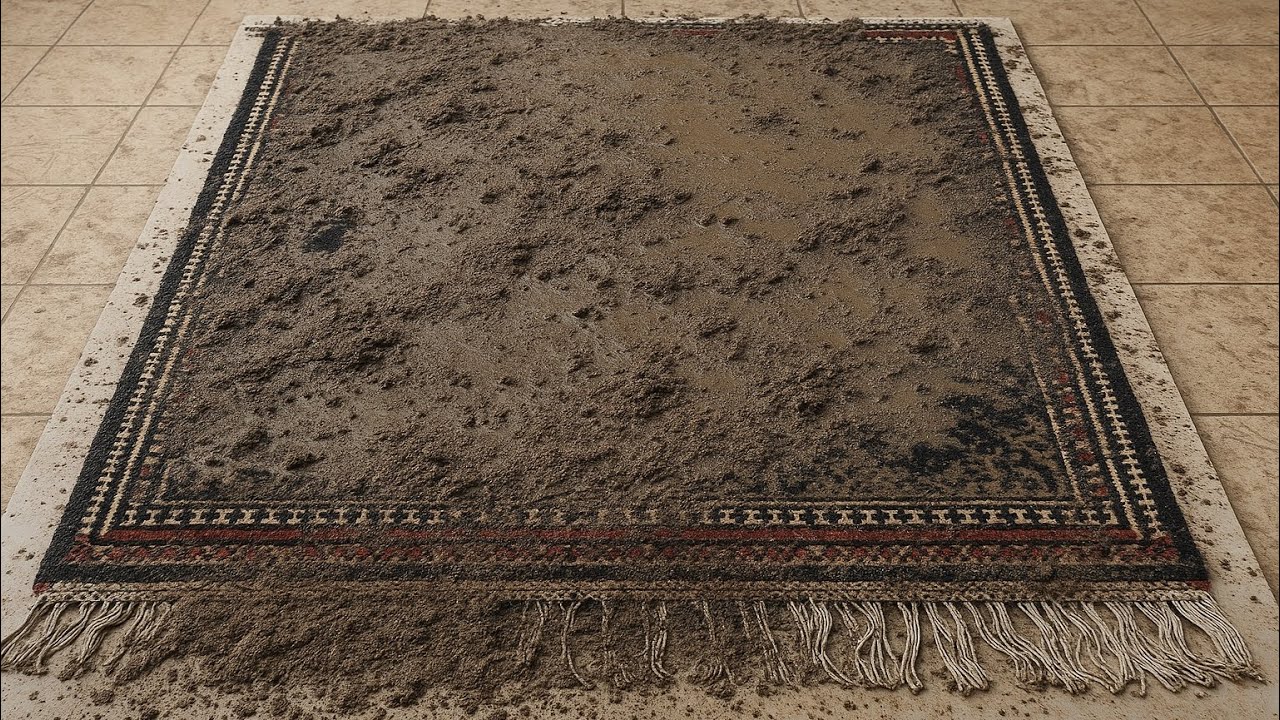 This Rug Was Buried Under a Thick Layer of Ash | Extreme ASMR Rug Cleaning😱💥