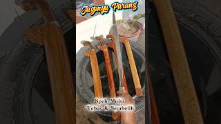 Parang Bugis Premium, Berbalut Burl Amboyna dengan bilah Somel batu Ukir Batik, Spek Multi.