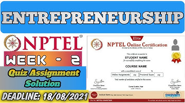 Entrepreneurship Week 2 || Swayam Nptel Solution || #Entrepreneurship