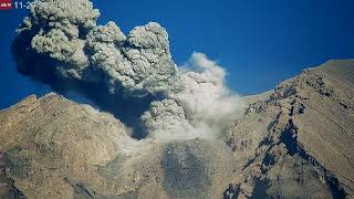 Dark ash shoots up from Semeru Volcano (Nov 20, 2023)