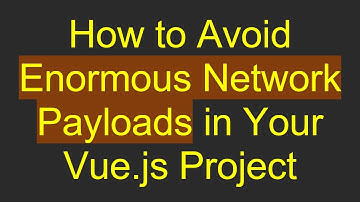 How to Avoid Enormous Network Payloads in Your Vue.js Project
