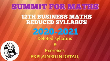 12th BUSINESS MATHS || REDUCED SYLLABUS || TN SAMACHEER 2021-2022