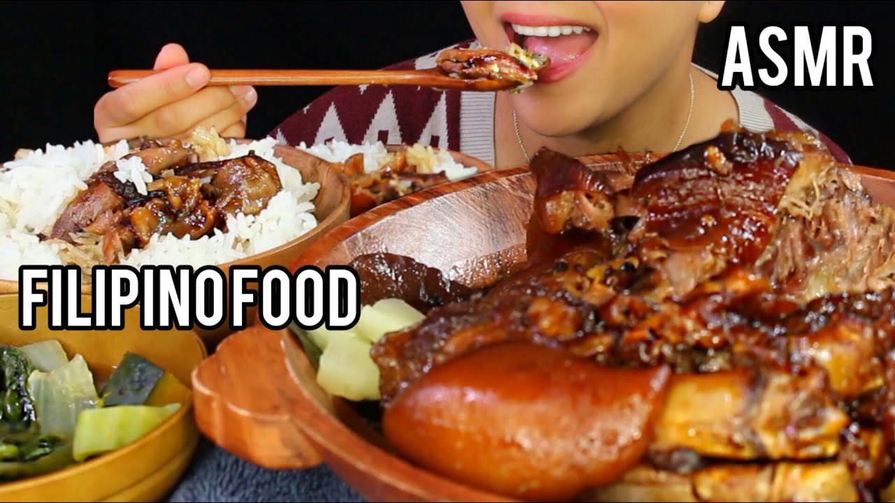 ASMR PORK LEG HAMONADO, LASWA and RICE Filipino Food Eating Sound YouTube