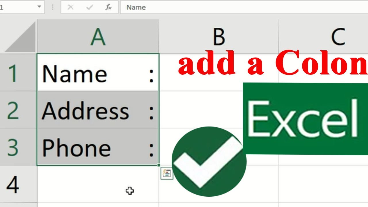advanced excel - How to add a colon at the end of a cell in Excel ...