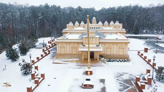 Hindu temple Richmond Virginia || temple covered in snow USA