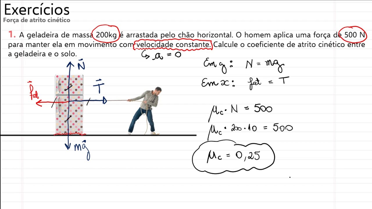 Aula 27 - Dinâmica: Atrito Cinético (exercícios) - YouTube