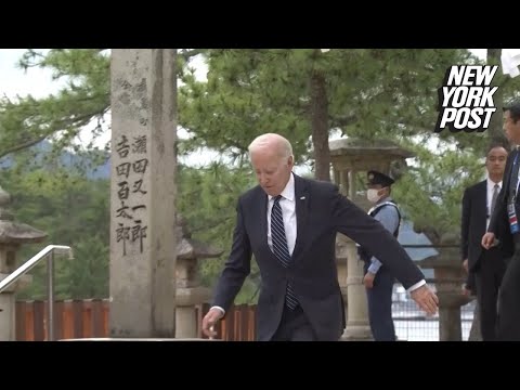 President Biden looks confused, almost tumbles down stairs at G7 summit | New York Post