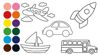 MEDIOS DE TRANSPORTE aprender a dibujar y colorear para... | Doovi