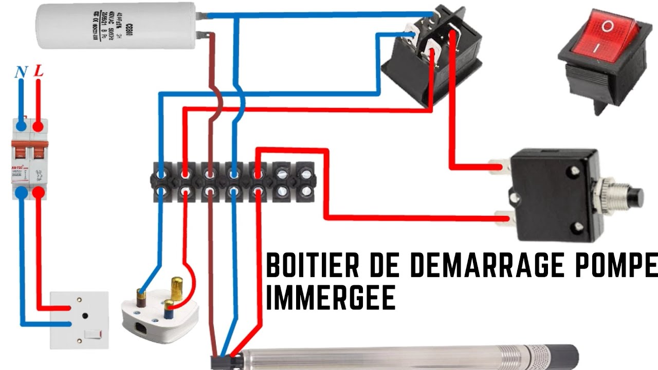 Contacteur dans coffret de commande pour moteur et pompe monophasé 230V