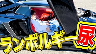 【この中でおしっこします】スーパーカー ランボルギーニで携帯トイレが使えるのか検証！