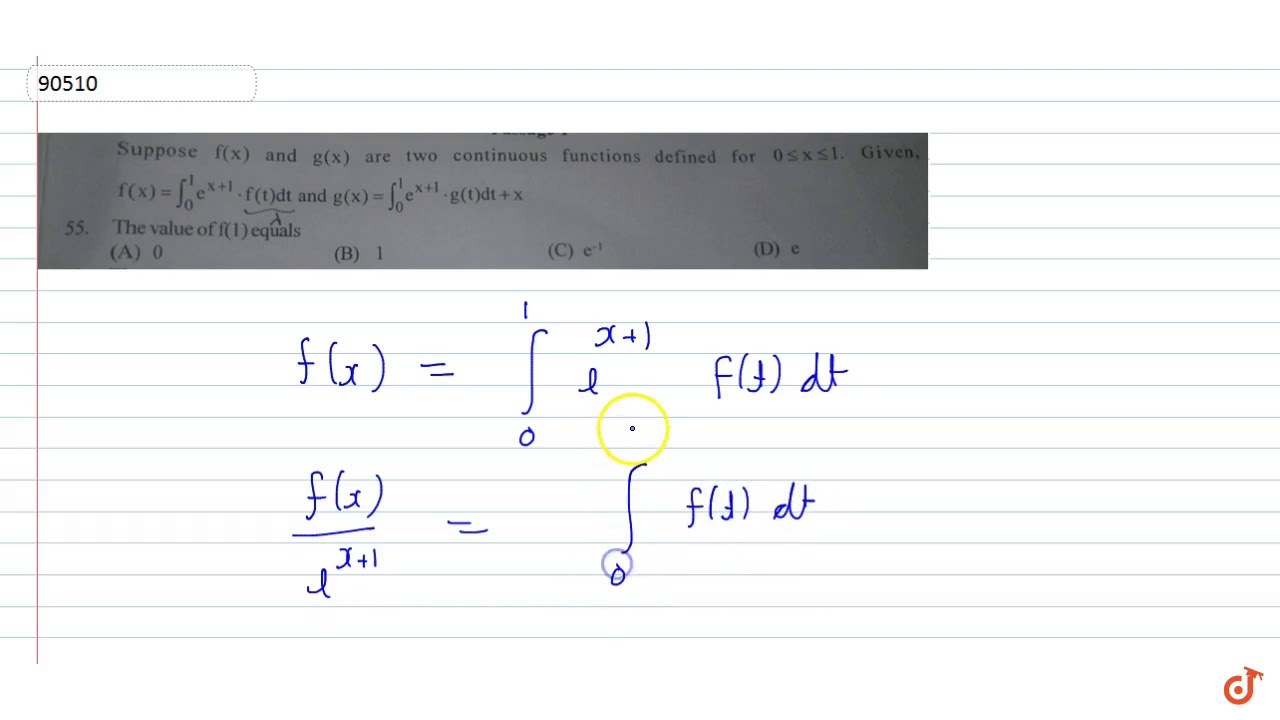 Suppose F X And G X Are Two Continuous Functions Defined For 0 Lt X Lt 1 Given F X I Youtube