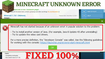 How to fix minecraft has not started because of an unknown error
