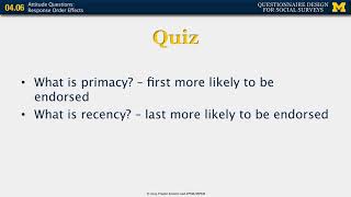 Attitude Questions: Order Effects - Questionnaire Design for Social Surveys