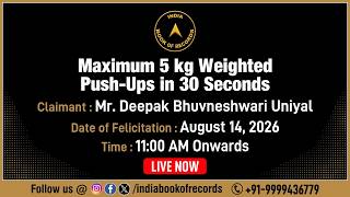 🔴 LIVE Maximum 5 kg Weighted Push-Ups in 30 Seconds